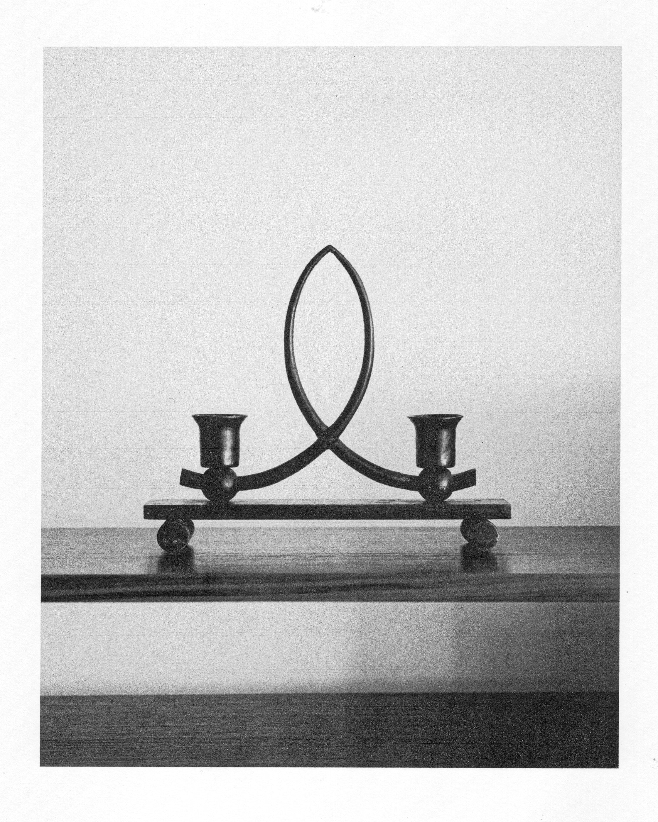 Charles Piguet - Double-Light Forged Iron Candleholder