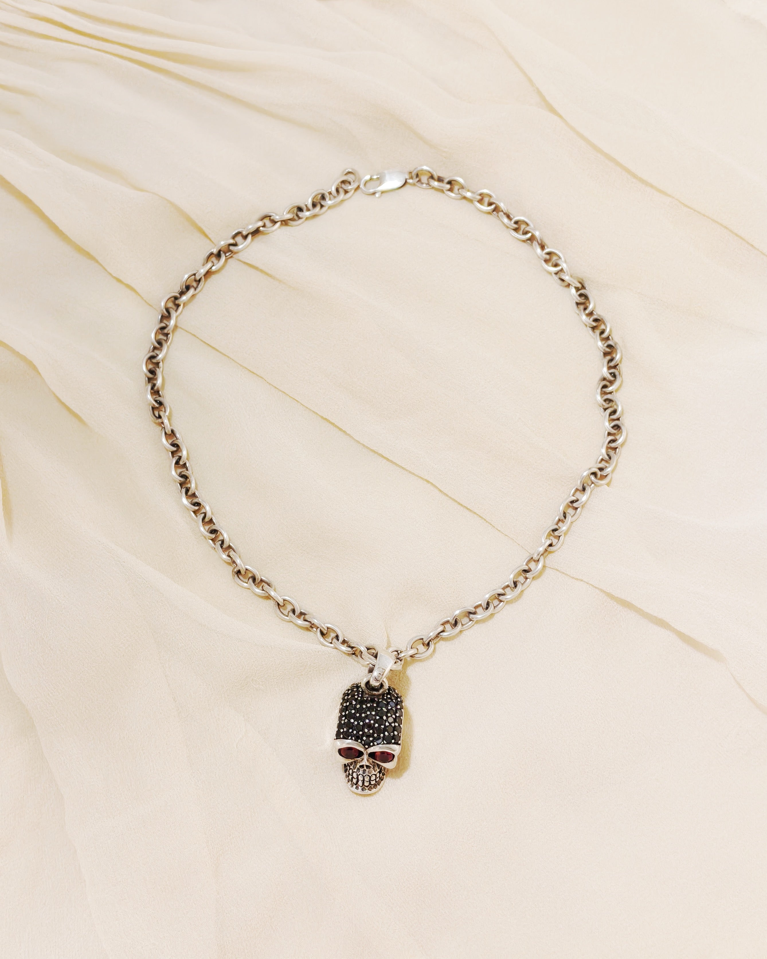 Sterling Silver Skull Pendant Necklace