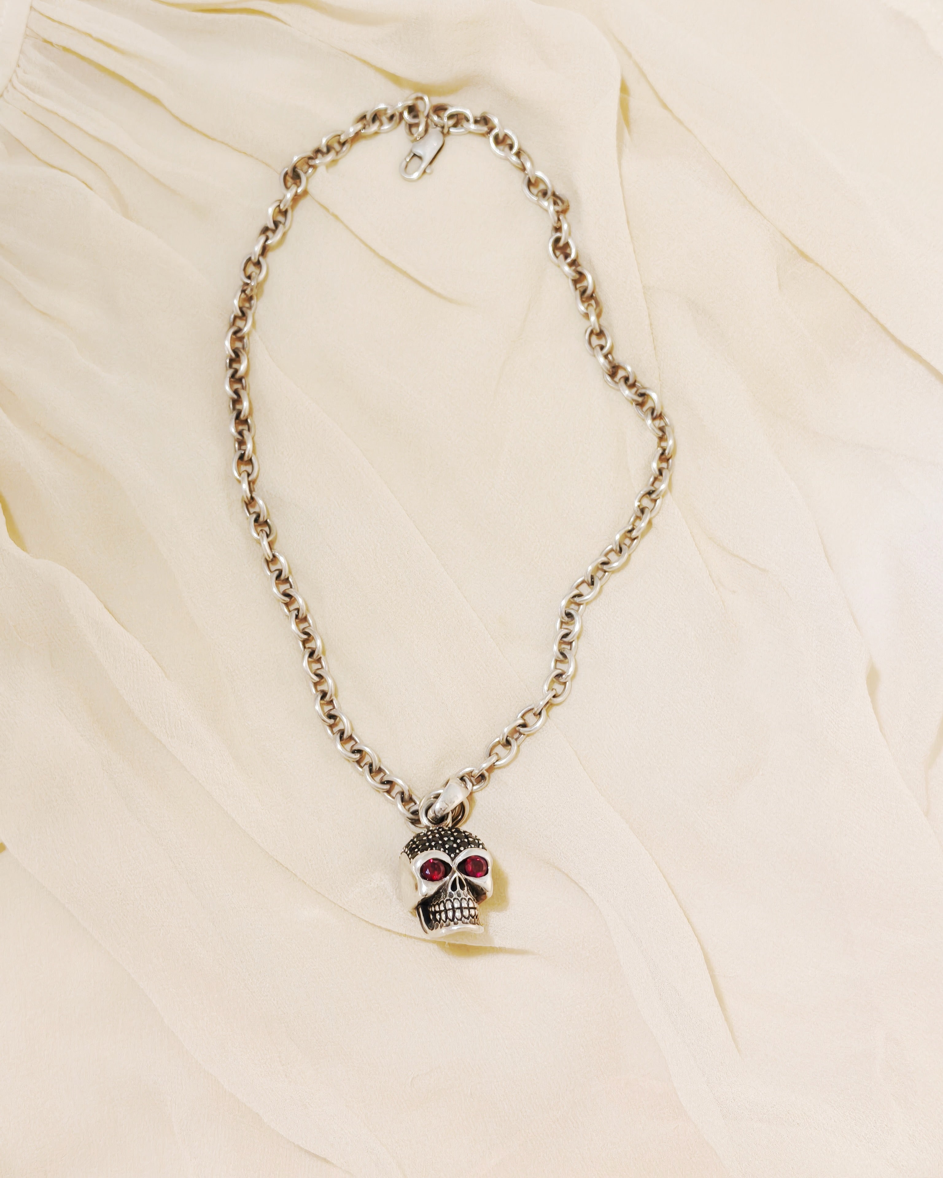 Sterling Silver Skull Pendant Necklace