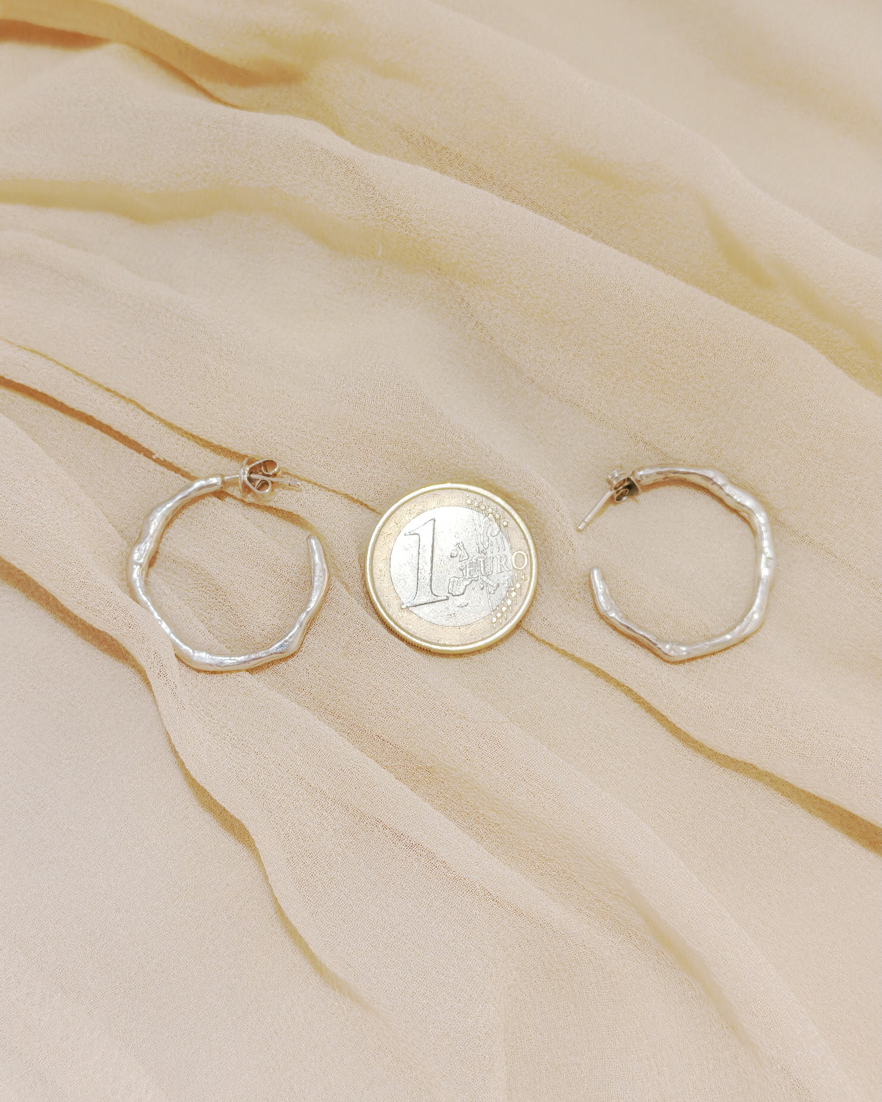 Sterling Silver Bark-Texture Hoop Earrings