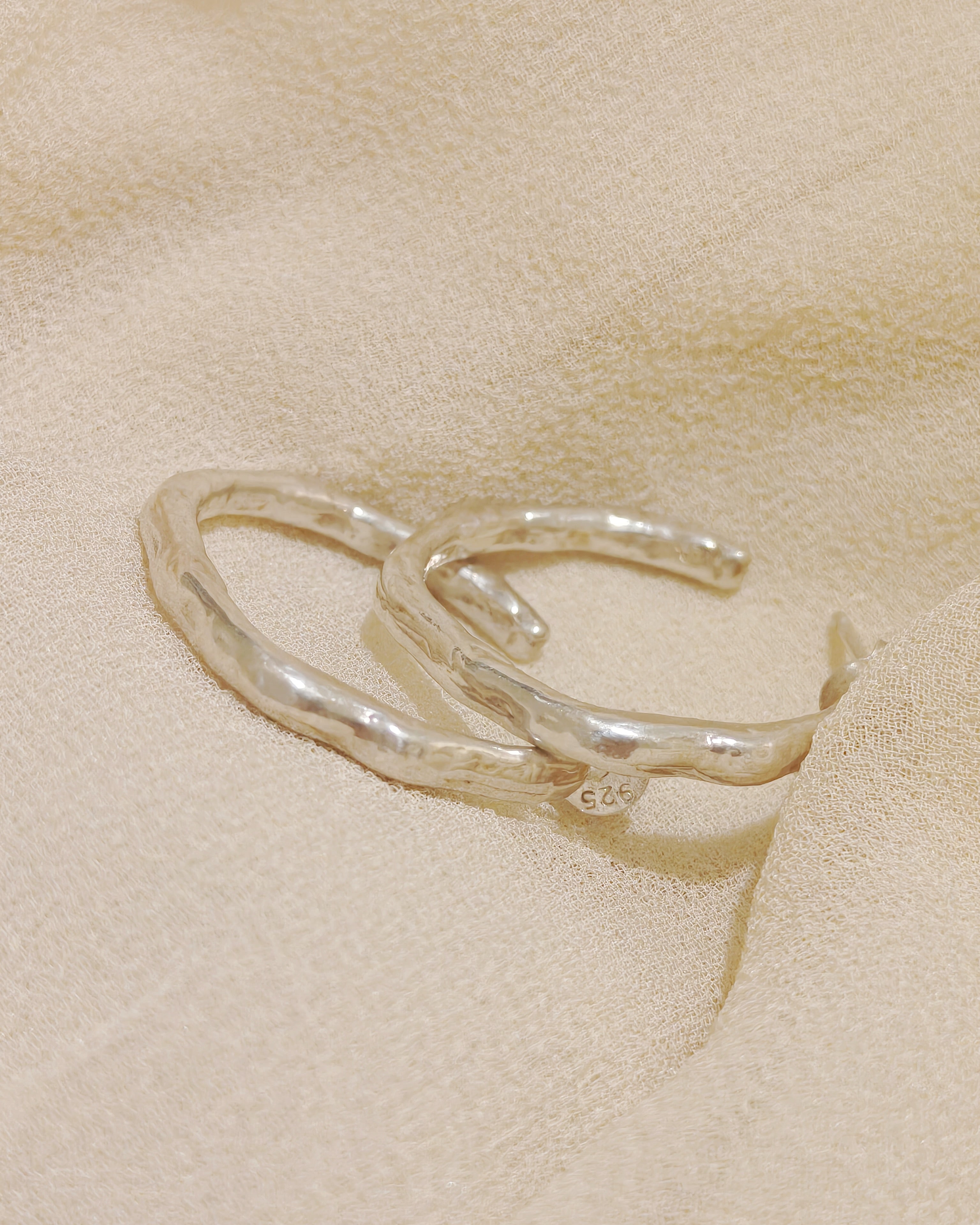 Sterling Silver Bark-Texture Hoop Earrings