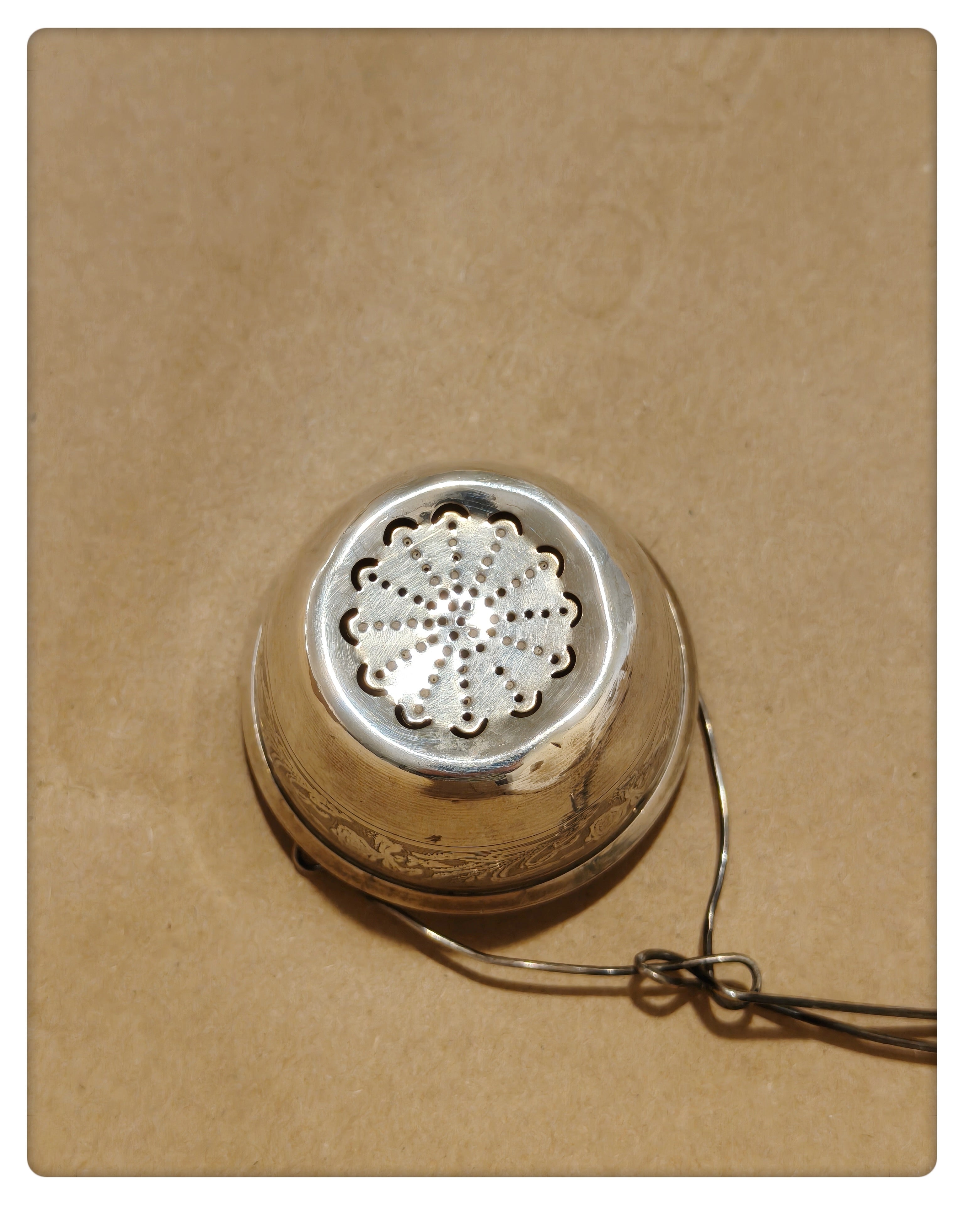 French Minerva Silver Tea Strainer