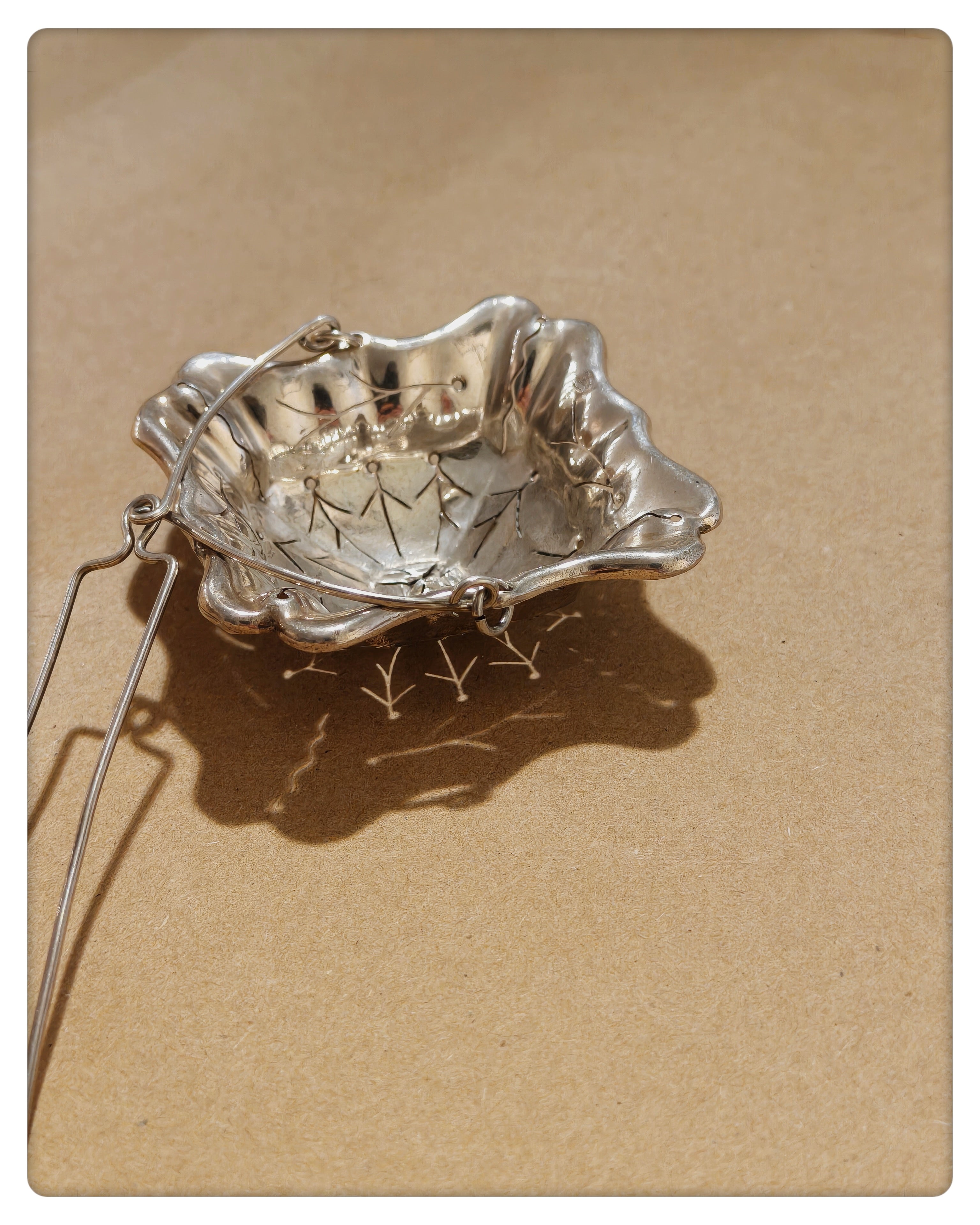 French 950 Silver Tea Strainer