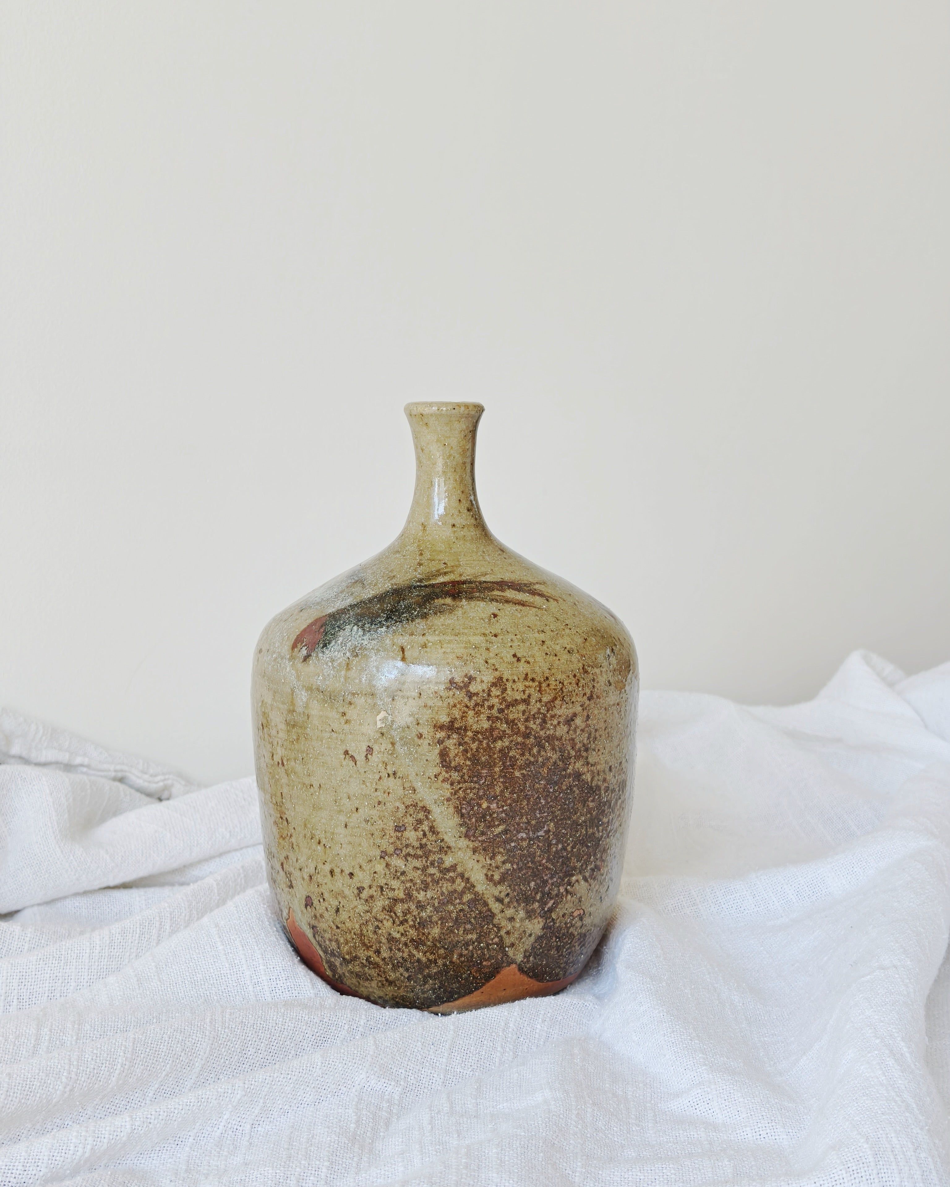 Glazed stoneware single-stem vase