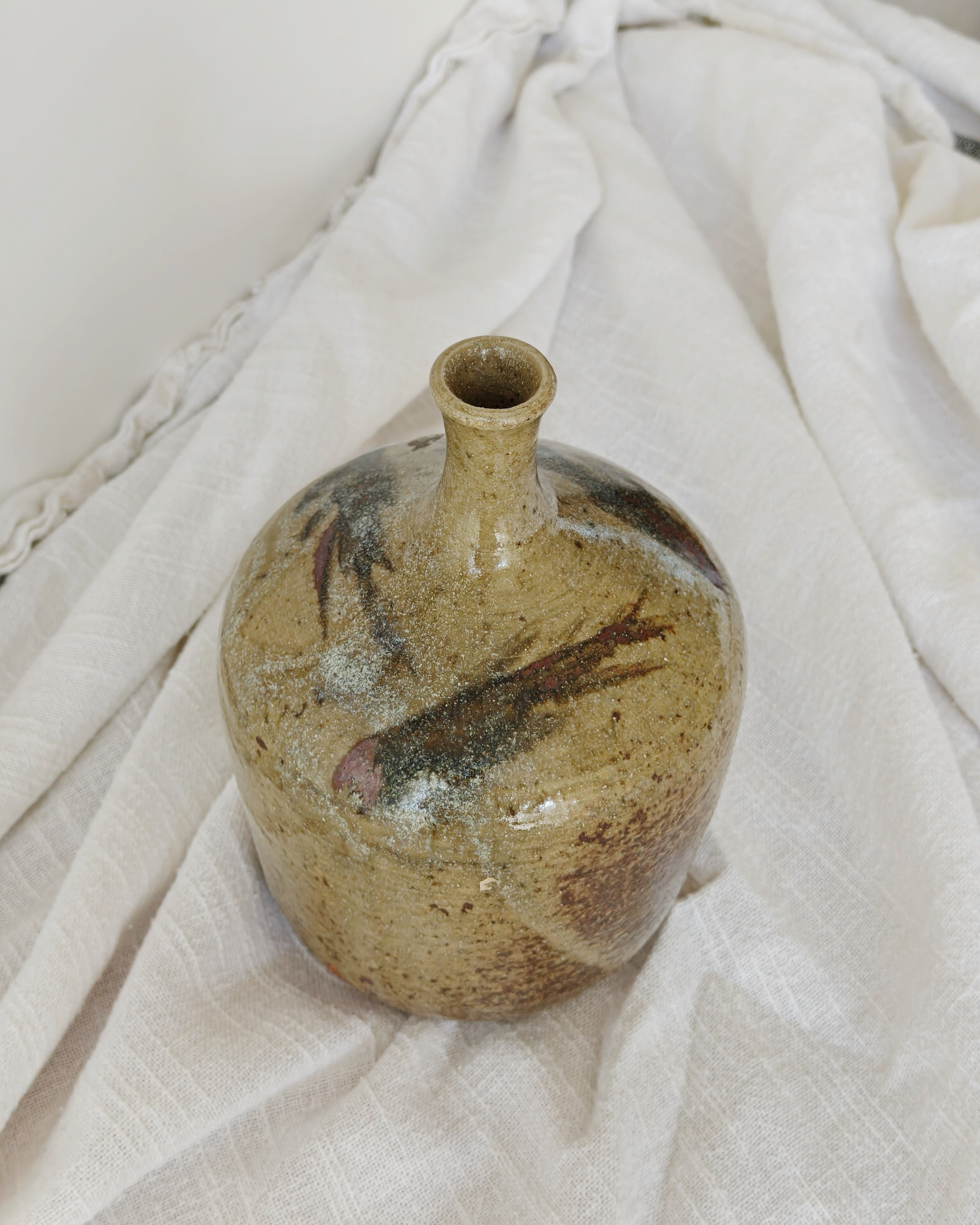 Glazed stoneware single-stem vase