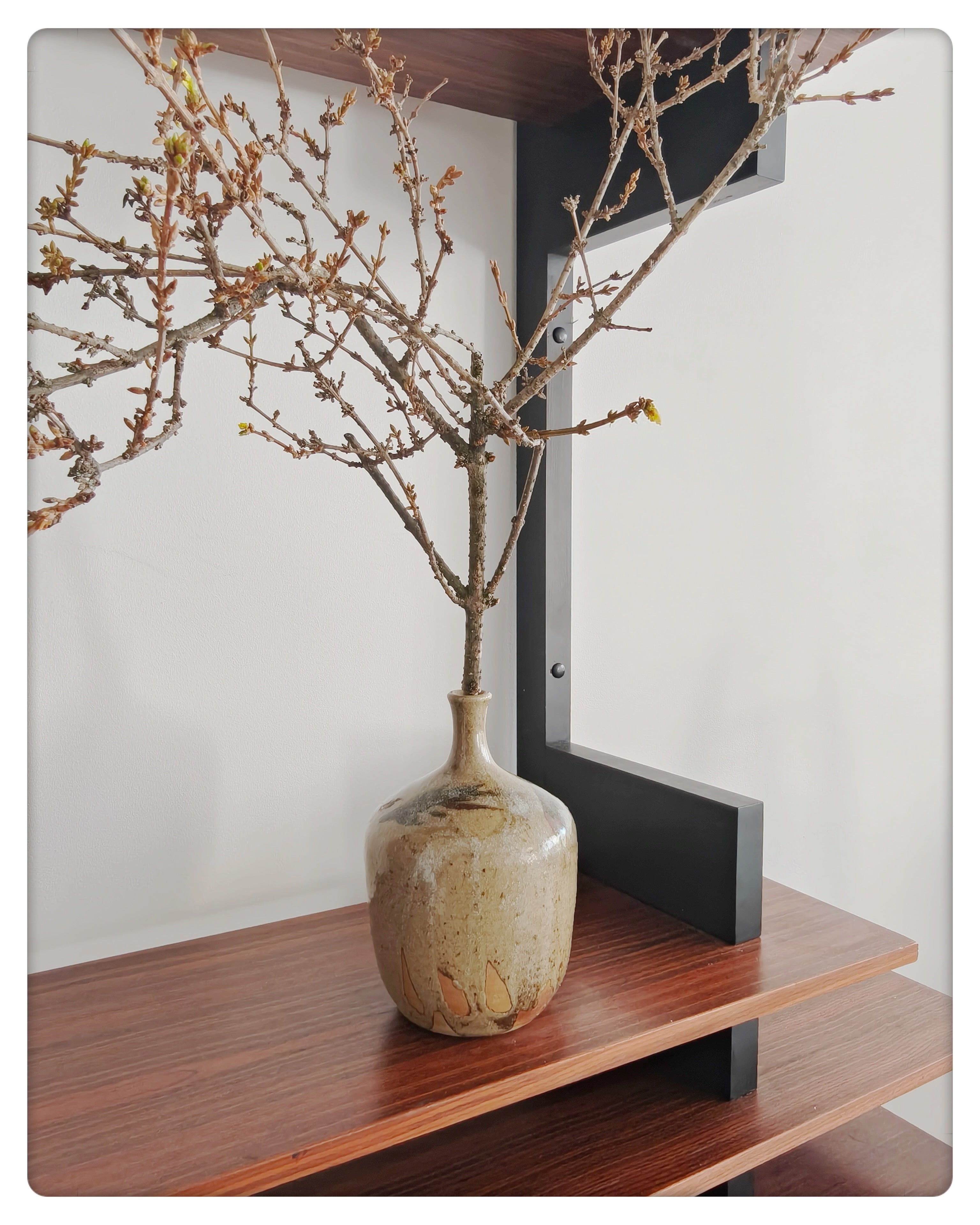 Glazed stoneware single-stem vase