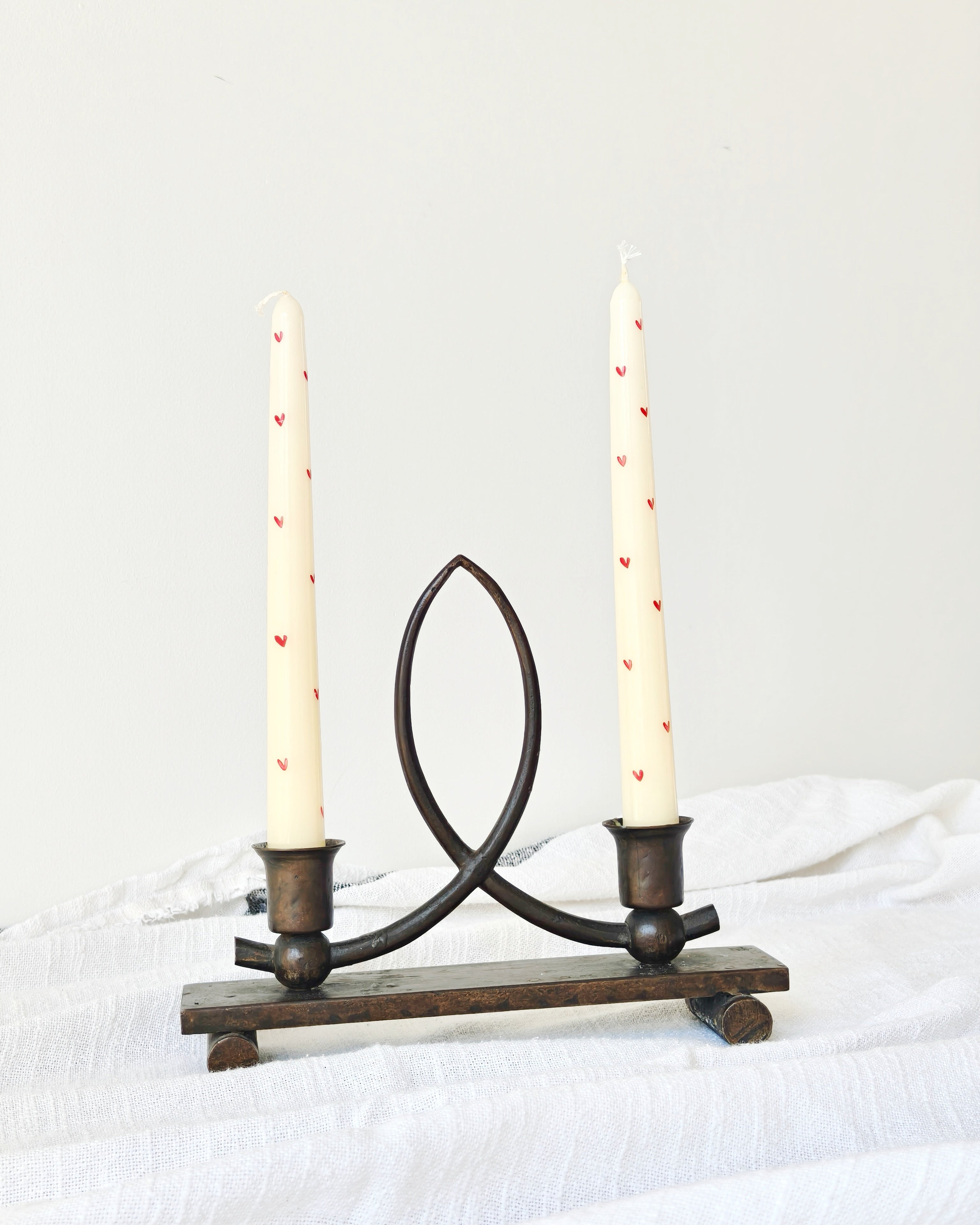 Charles Piguet - Double-Light Forged Iron Candleholder