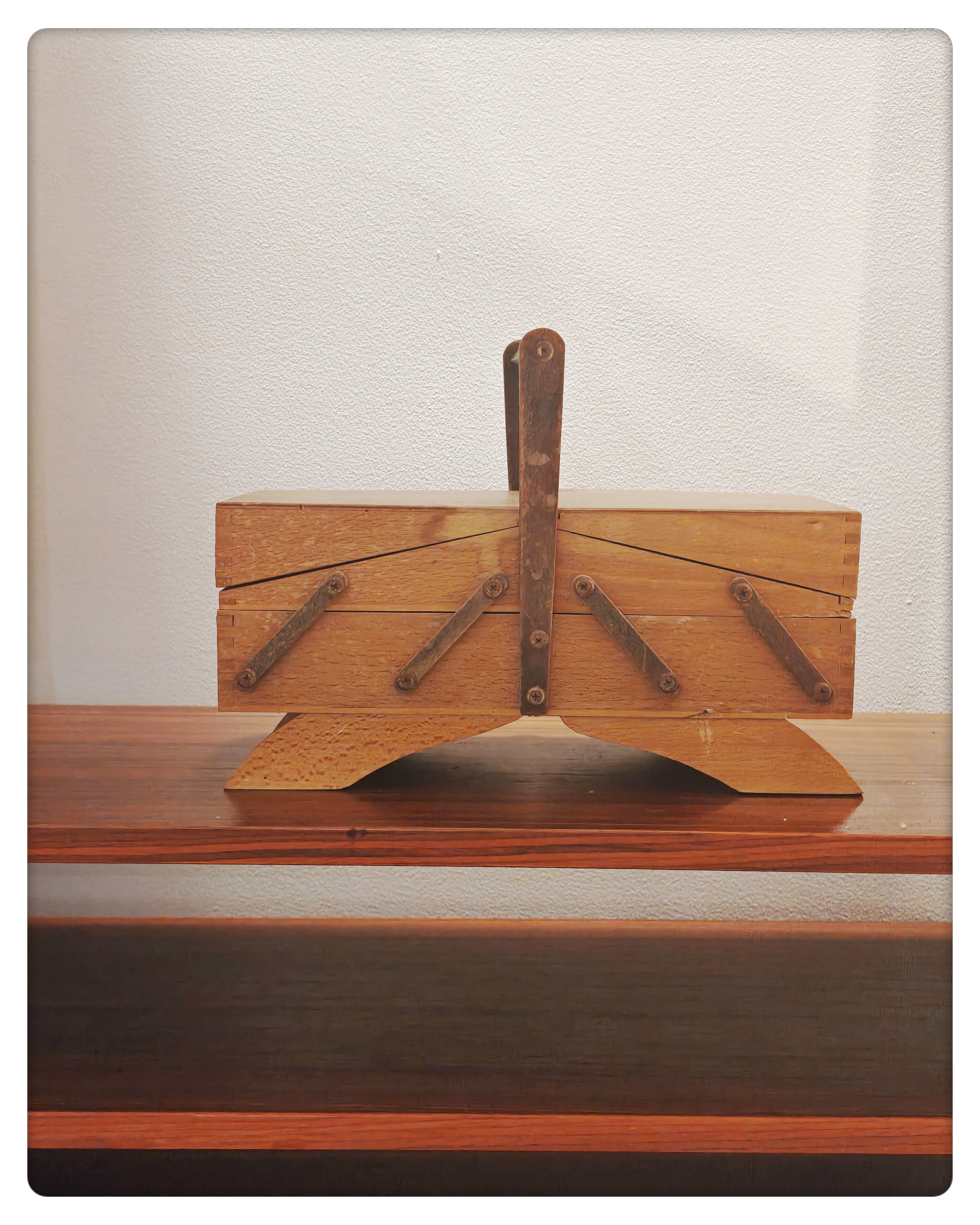 Mid-Century Wooden Sewing Box