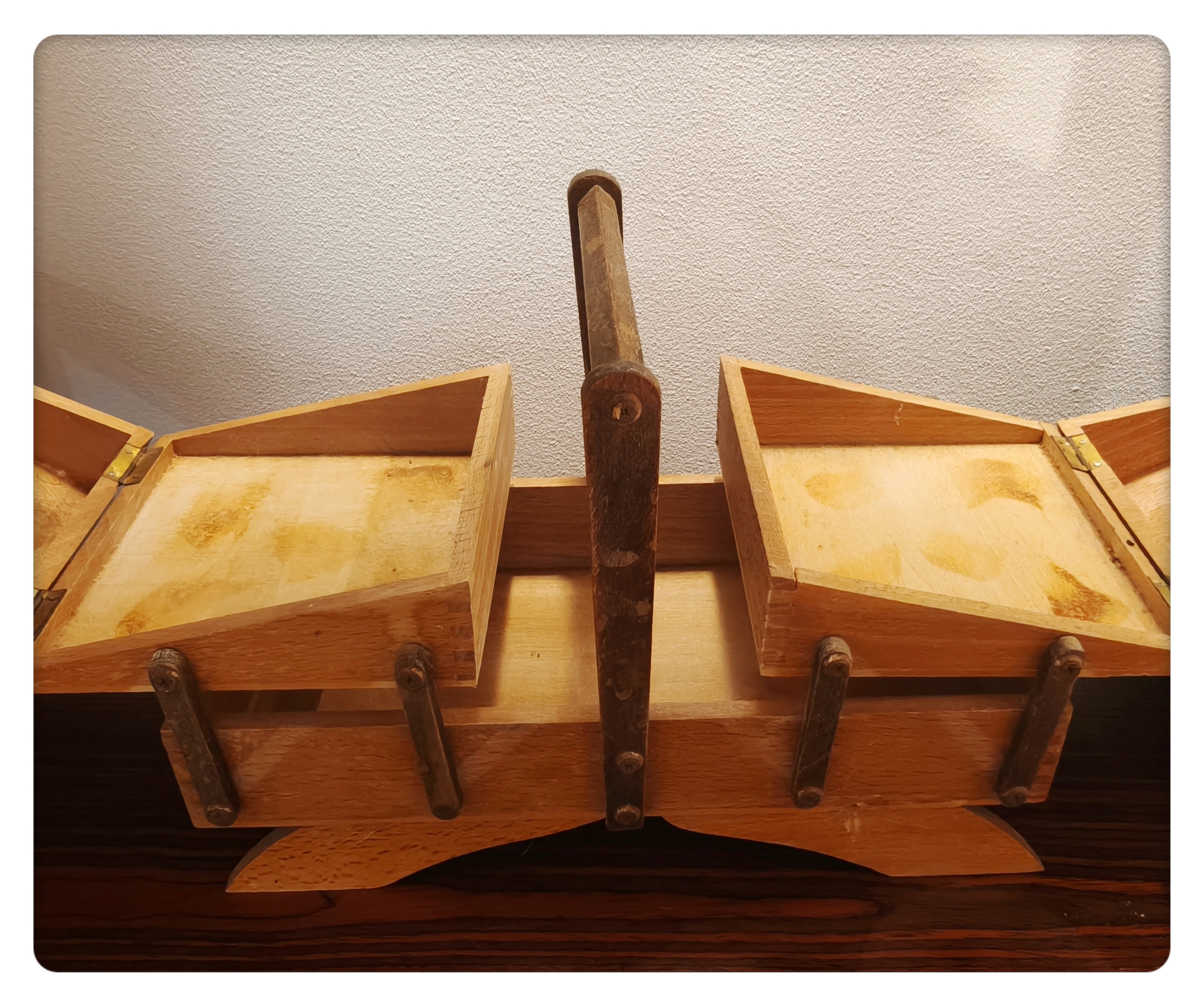 Mid-Century Wooden Sewing Box