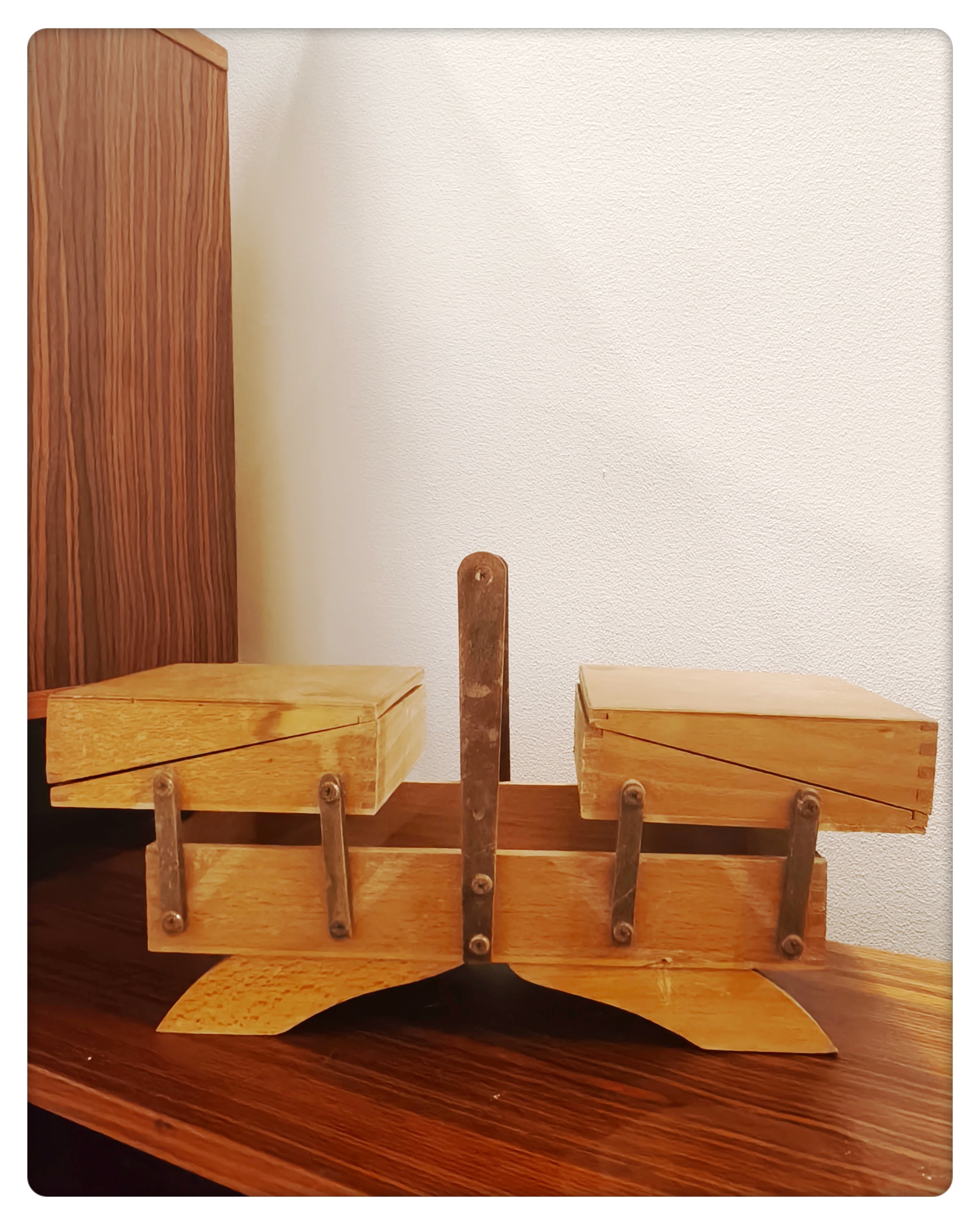 Mid-Century Wooden Sewing Box