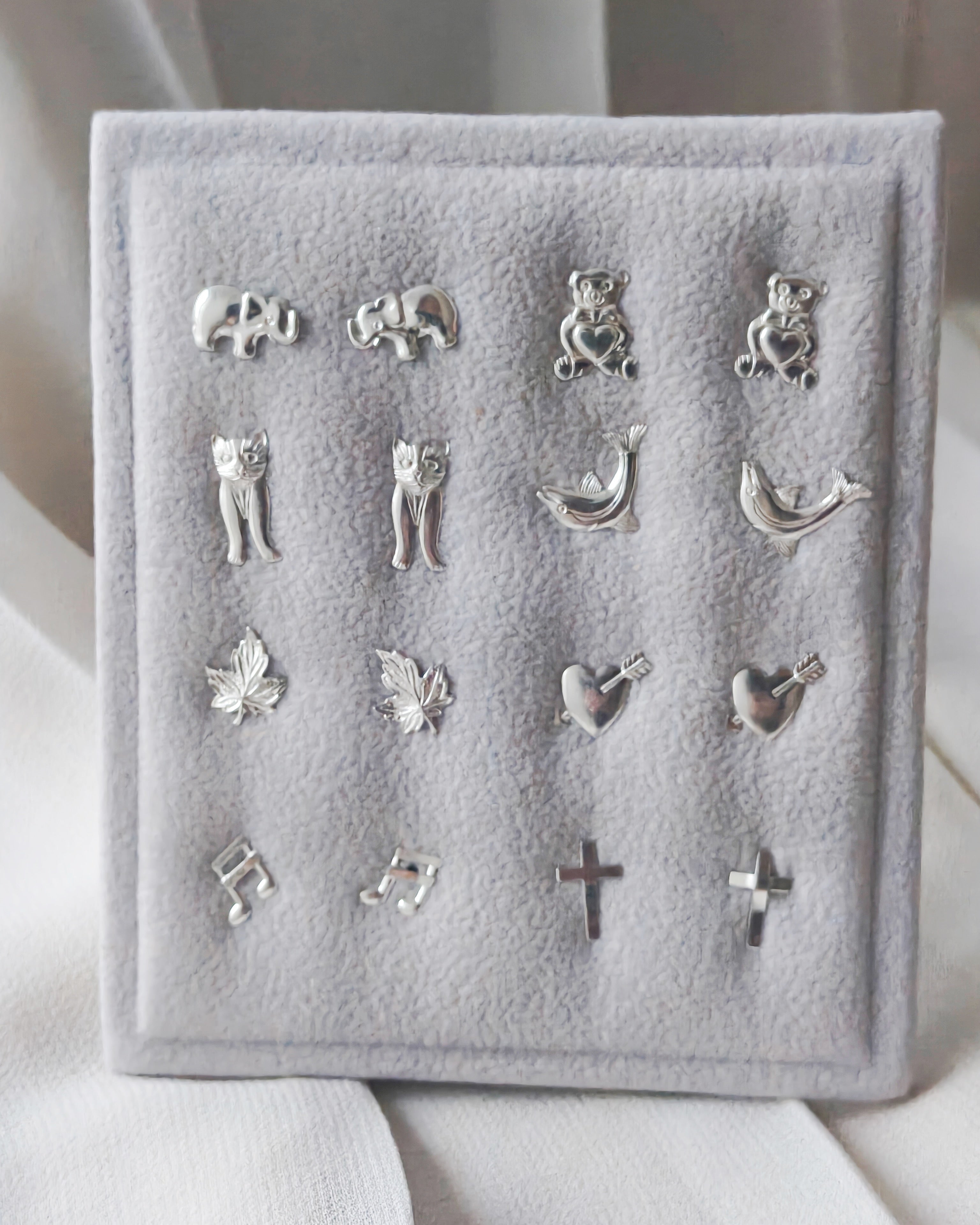 Vintage Sterling Silver Novelty Stud Earrings