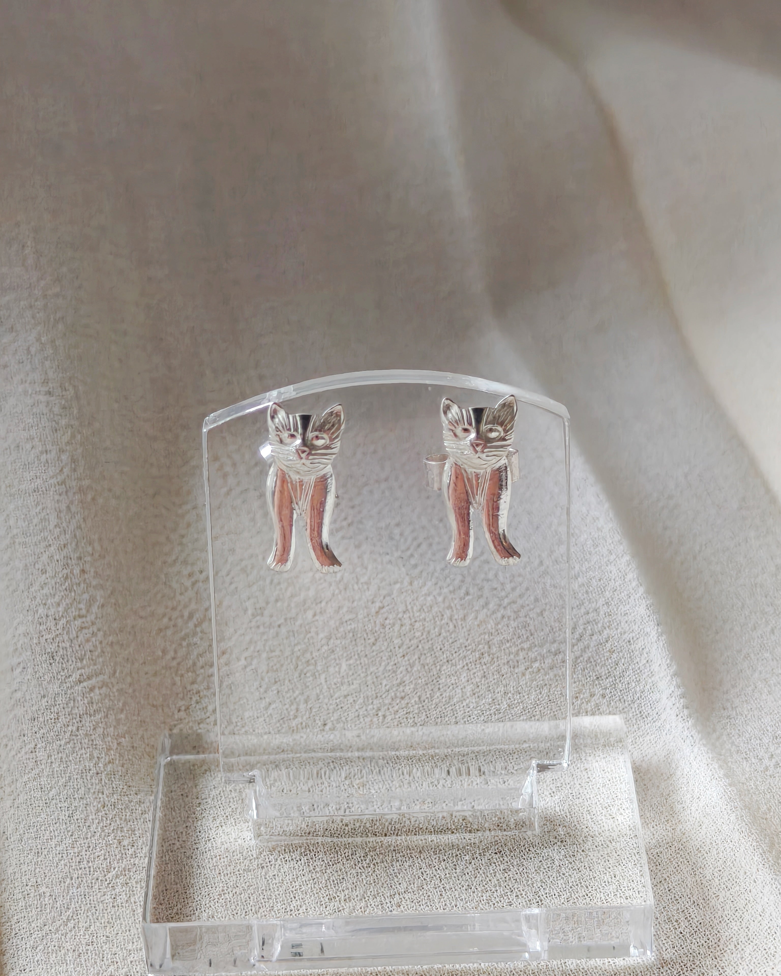 Vintage Sterling Silver Novelty Stud Earrings