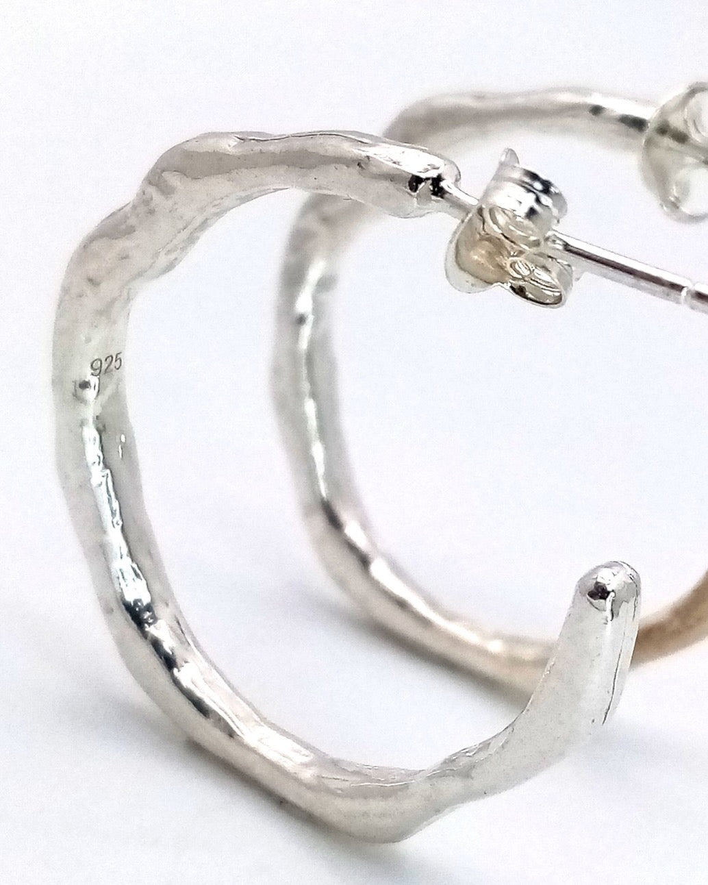 Sterling Silver Bark-Texture Hoop Earrings
