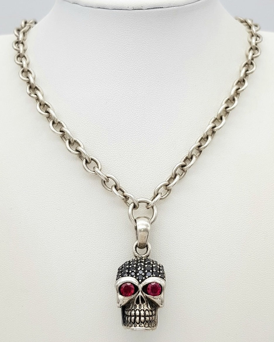 Sterling Silver Skull Pendant Necklace